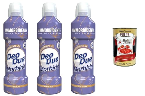 Suavizante concentrado Due Morbido Ammorbidente Collection 'Dream' 3 x 1 L – Lavado extra suave, fragancia premium intensa, hasta 50 lavados + polpa italiana gourmet