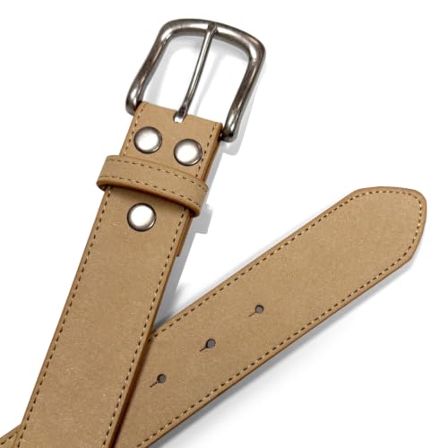 Image of Men's Belt Rounded Edge Heel Bar Buckle Casual Jean Suede Leather Belt 1 1 /2 inch Wide