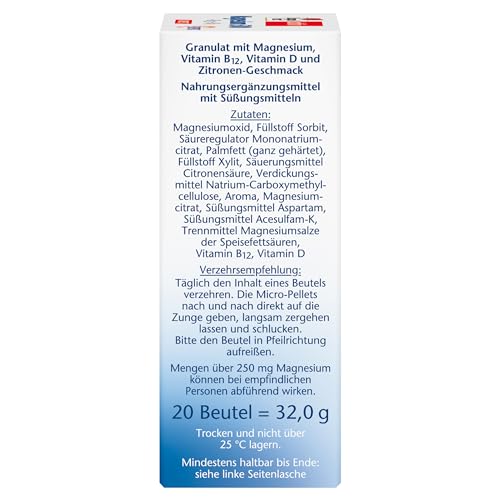 Doppelherz Magnesium 500 + B12 + D3 DIRECT mit DEPOT-Funktion - Magnesium als Beitrag für die normale Funktion der Muskeln und des Nervensystems - 20 Portionen Micro-Pellets – Bild 6