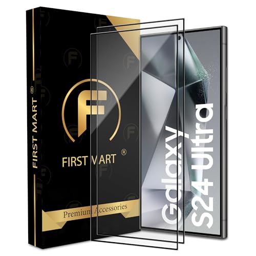 Image of FIRST MART Military Grade Gorilla Tempered Glass Compatible For Samsung Galaxy S24 Ultra 5G (6.8 Inches) With Easy Installation Kit for Smartphone| Edge To Edge Coverage | Black, Pack of 2
