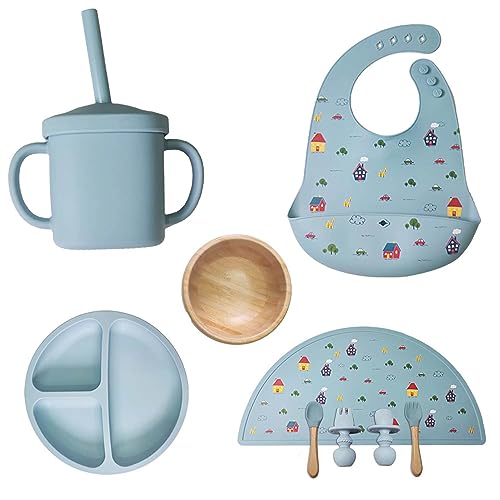 Image of Baby Food Utensils Set - Baby Feeding Set - Baby Silicone Feeding Set - Baby Plates And Bowls Set - Baby Feeding