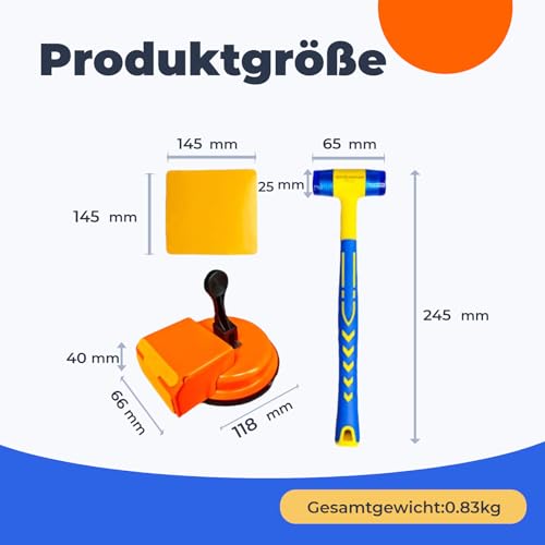 Hochleistungs-Bodenspalt-Fixierwerkzeug + Gummihammer, Laminat/Vinyl Bodenwerkzeug mit 6 Stück Klebepads für tiefere Texturen