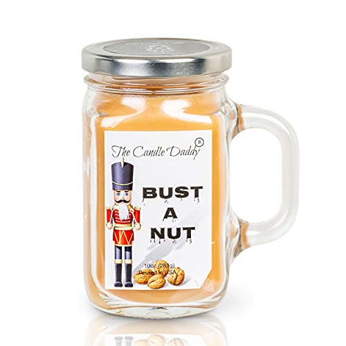 Bust A NUT - Banana NUT Bread Scented & Hazelnut Vanilla - 10 Ounce Mason JAR Candle - Poured in The USA - Christmas Gift