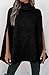 KIRUNDO Women's 2025 Fall Winter Turtleneck Poncho Sweater Fashion Chunky Knit Cape Wrap Sweaters Pullover Jumper Tops(Black, Small)