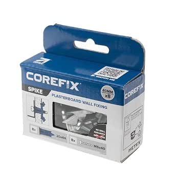 Corefix Spike Heavy Duty Plasterboard Fixings 8 Pack, DIY Kit with ...