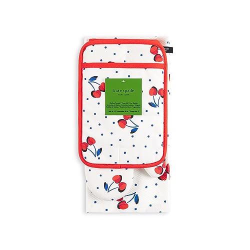 Katespadenewyorkcherrydotkitchentowelovenmittpotholder4packset17x287x137x10whiteredblue  Urban Country Home Decor Kate spade new york cherry dot kitchen towel oven mitt pot holder 4 pack set 17 x 28 7 x 13 7 x 10 whiteredblue  urban country home decor
