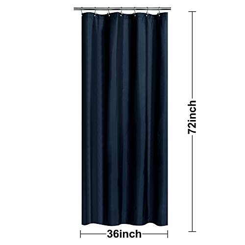 Image of N&Y HOME Fabric Shower Curtain or Liner 36 x 72 Inches Bath Stall Size with 2 Bottom Magnets, Hotel Quality, Washable, Water Repellent, Navy