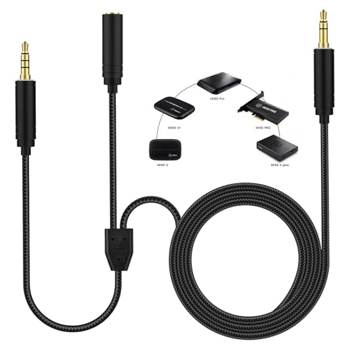 HD60 S+ Chat Link Pro Cable Replacement for Elgato HD60 X, HD60PRO Capture Card,Chat Adapter for Nintendo Switch, Xbox One and PS5,Aux Stereo Wire Cord For Elgato HD60S X Pro, PC,Switch, PS4 5 / Xbox