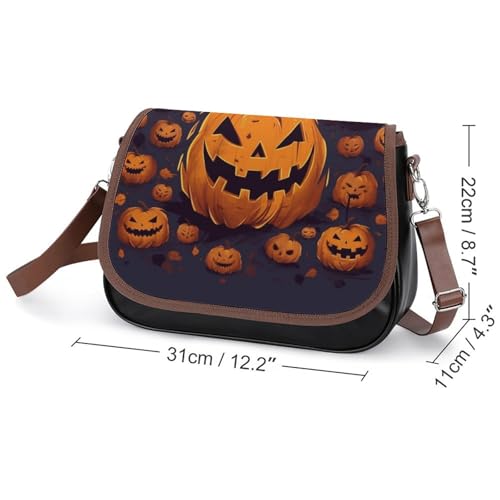 Halloween Pumpkin Leather Shoulder Bag for Women Classic Crossbody Purse Leather Tote Bag Handbag Purse Small Shoulder Bags for Shopping2