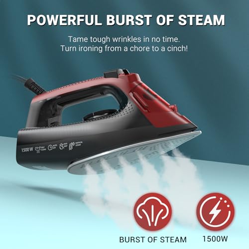 BEAUTURAL Steam Iron for Clothes, Ceramic-Coated Soleplate with Burst Steam, 3-Way Auto Shutoff, Anti-Drip and Anti-Calc, Self-Cleaning, 1500W Powerful for Home Use - Image 3