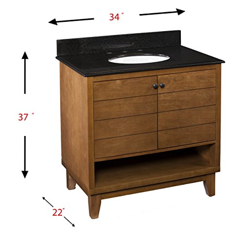 Ridglea Bath Vanity Sink - Natural Granite Countertop - Dark Age Wood Finish #TOP5