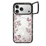 CASETiFY インパクト リングスタンド iPhone 17 Pro Max ケース [スタンド機能/MagSafe対応/MagSafe に対応] - Pink Sakura Garden - クリア ブラック
