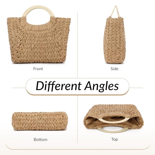 Bolso de paja para mujer tipo tote verano playa miniatura 5