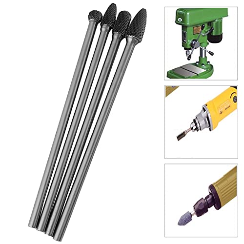 Set de 4 fresas rotativas de carburo doble corte miniatura 3