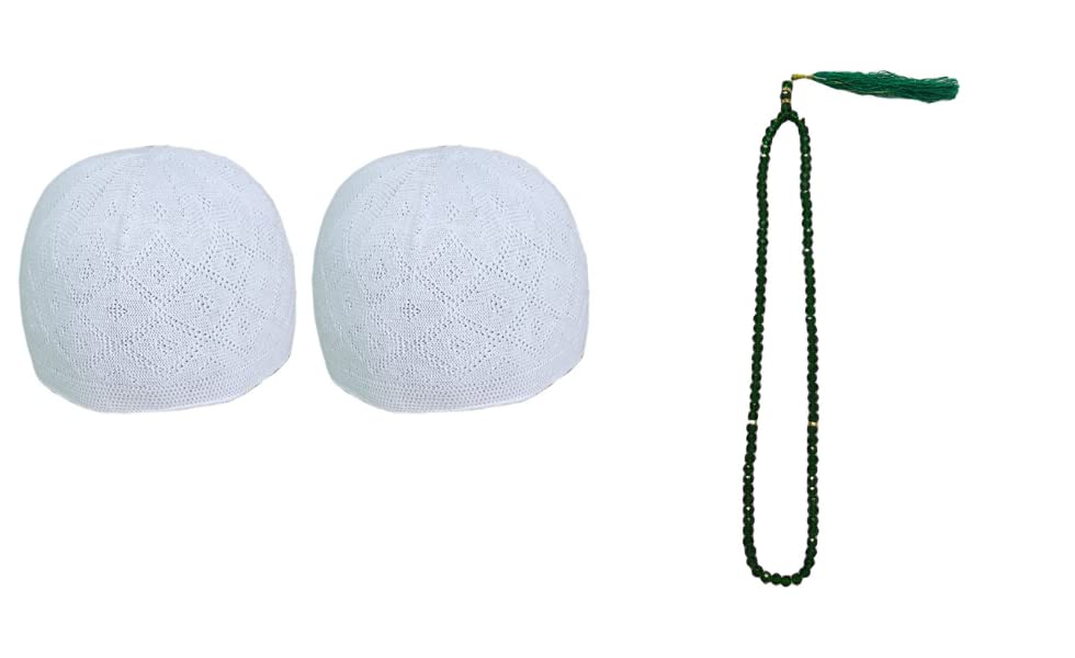 Faf e-Traders Muslim Prayer Cap/Topi for Men Turkish Stylish Knitting Cap Set of 2 and Crystal Tasbeeh/Prayer Beads Manual Counter for Muslim (Color- Green) Combo Pack (B0BHTQ8LF7) Amazon Price History, Amazon Price Tracker