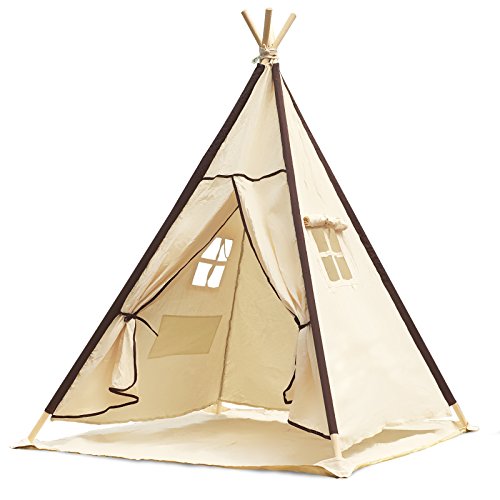 Lavievert Indian Canvas Teepee Children Playhouse Kids Play Tent for Indoor or Outdoor
