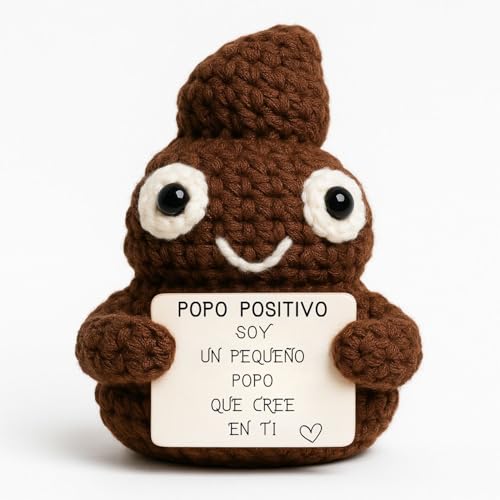 Popó Positivo© | Regalo Divertido y Gracioso | Idea Original | Fiesta y Cumpleanos | Hombre Mujer Nino Nina Adolescente | Caca de Ganchillo Bano| Peluche Motivacional | Amigo Companero | Muneco Comico
