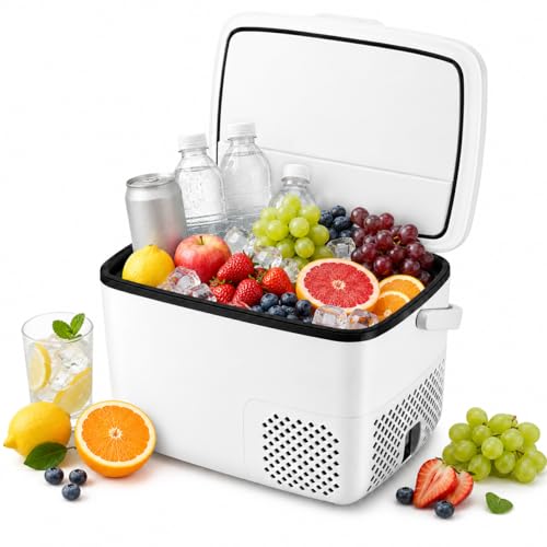 pedenencelia Refrigerador para Coche con Compresor De 18l, Nevera Eléctrica Compacta 12v/24v, Sin Necesidad De Acumuladores De Hielo, Control Led De Temperatura, Refrigerador Portátil