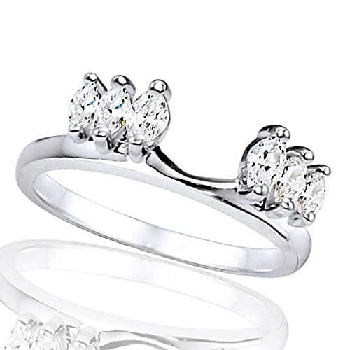 Marquise Cut White Diamond 14K White Gold Finish 925 Sterling Silver Diamond Engagement Wedding Ring Wrap Enhancer for Women