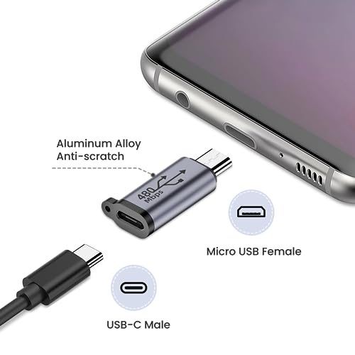Seminer Adapter USB C na Micro USB (2 sztuki), gniazdo typu C na wtyk micro USB, obsługa synchronizacji danych, kompatybilny z urządzeniami Samsung Galaxy S8/S8 + i urządzeniami Micro USB