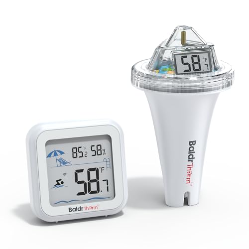Pool Thermometer Digital Floating Easy Read, Anti-Fog 360° Reading with Indoor Temperature Humidity