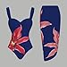Women's One-Piece Swim Suits Wrap Skirt Swimsuit with Cover Up Sexy Fashion Flower Print Beach Skirts Swimwear Blue L