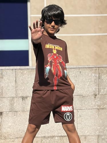 Image of Nap Chief Kids Cotton Official Marvel Superhero's Printed Co ord Sets for Boys & Girls, T Shirt and Shorts for Casual Wear