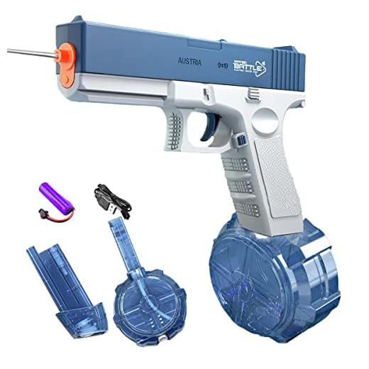 Electric Water Guns, Water Soaker Gun Toy for for Kids Ages 8-12, Automatic Squirt Guns Up to 32 FT Range, Summer Pool Beach Party Water Squirter for Kids & Adults (Blue-AB)