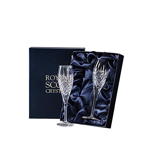 Image of Royal Scot Crystal - Edinburgh - 2 Crystal Champagne Flutes 225mm (Presentation Boxed)