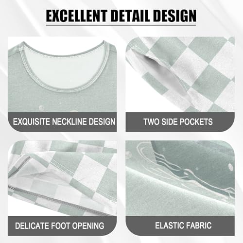 Checkerboard Plaid Duck Bath Bubble Teal Pajama Set Short Sleeve PJS 2 Piece Summer Pajamas Shorts Sets Cotton 5Y4