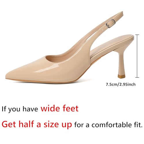 Susanny Slingback Heels for Women Pointed Closed Toe Stiletto Kitten Women's Sexy High Heeled Pumps Stray Casual Dressy Shoes Comfortable Wedding Brida Party Office2