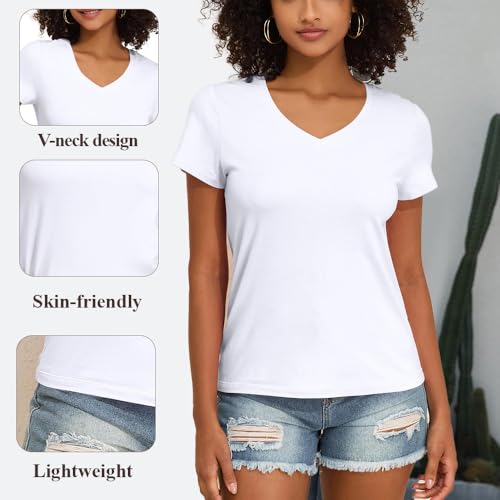 Women's Regular-Fit V-Neck T-Shirts - Soft Short-Sleeve Tees Multipack, Casual & Everyday Wear2