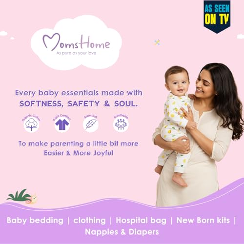 Image of MOM'S HOME Organic Cotton Front Open Kimono Onesie For Newborn Baby | New Born Clothing For Boys & Girls | 0-6 Months | Pack of 1
