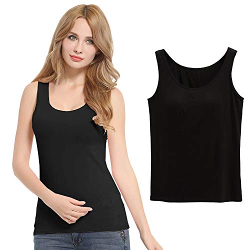 FEOYA Camiseta interior para mujer, paquete de 3 unidades, sujetador básico, push up, yoga, cuello en U, sujetador integrado, sin aros, acolchada, camiseta de tirantes para mujer, Pack de 1 color