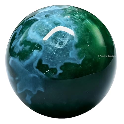 Amazing Gemstone Moss Agate Crystal Ball - 1' Inches Crystal Sphere Meditation Balls for Witchcraft and Decorative Balls - Crystals and Healing Stones Beginners Gift (Pack of 1)