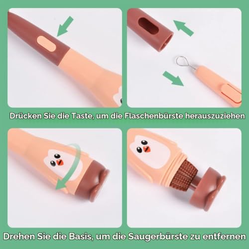 Vicloon Baby Flaschenbürste Set, 3 in 1 Silikon Babyflaschenbürste für Babyflaschenbürste und Sauger, BPA-frei… – Ansicht 5