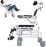 ZAIED 4-in-1 Multifunction Chair, Reclining Shower Chair, Adjustable Commode Chair with Padded Seat,Flip-up Arm and Foot Rests, Bedside Accessories for Seniors, Toilet Chair for Adults