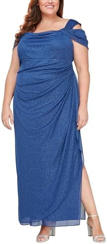Alex Evenings Women's Long Cold Shoulder Dress, Mother of the Bri...