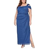Alex Evenings Women's Long Cold Shoulder Dress, Mother of The Bride, Formal Events, Electric Blue, 16 Plus