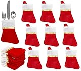 Iconikal 24-Pack Mini Christmas Stockings Red Felt 5x6.25-Inch Gold Ribbon Holiday Decor Ornaments Utensil Holders Wine Bottle Toppers Craft Bulk Pack