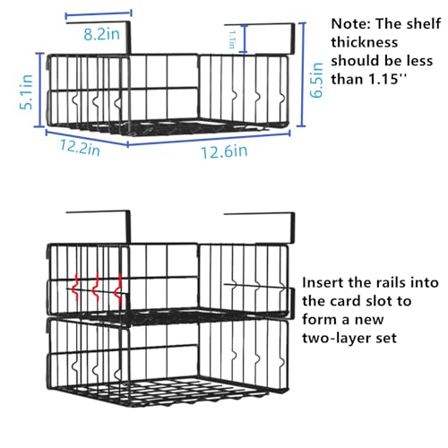 Couwilson UNDER SHELF BASKET 𝐔𝐧𝐝𝐞𝐫 𝐒𝐡𝐞𝐥𝐟 𝐁𝐚𝐬𝐤𝐞𝐭 Storage 2Pack - 12.6In Metal Under Shelf Storage, Hanging Wire Basket Shelves thumb #1