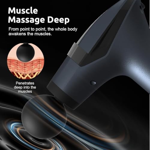 Image of Detachable Vibrating Massage Gun with Adjustable Extension Handle & Shoulder Strap | 12 Speed Levels | 4 Interchangeable Massage Heads | Deep Tissue Percussion Massager for Back, Neck, Shoulder, Arms & Legs