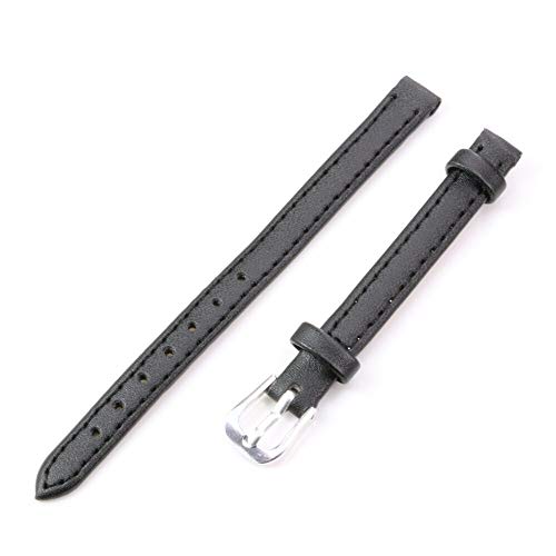 RSL Femmes Filles Vintage PU Cuir Souple Ordinaire watchbands Argent/Or Boucle ardillon Bracelet Bande 8 mm Accessoires (Band Color : Black)