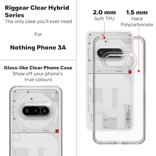Image of RIGGEAR Shockproof Clear Hybrid Armor Back Cover Case for Nothing Phone 3a (Clear PC+ Transparent TPU Bumper)