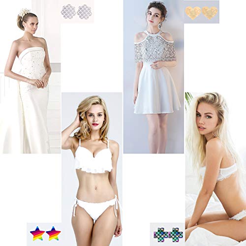 Fozza 25 Pairs Nipple Cover, Multi Design Breast Pasties, Satin Adhesive Nipple Pasties, Disposable Nipple Stickers For Women #TOP5