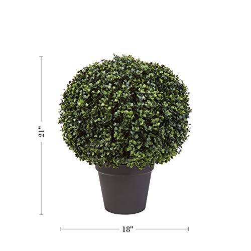 Home Pure Garden Faux Boxwood– Realistic Plastic Decorative Topiary Arrangement And Weighted Pot For Indoor Or Outdoor Office (23” H X 18” W) #TOP1