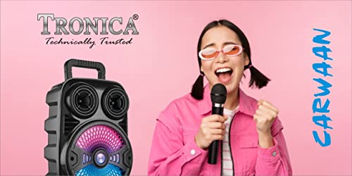 Image of TRONICA CARWAAN 30W Portable Wireless Bluetooth Karoke Party Speaker with Remote /Aux /FM /Pa System /Rechargeable Battery (Wired & Wireless Mic-3)