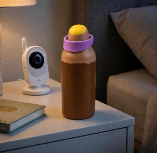 Image of HomeCloud 500ML Stainless Steel Water Bottle for Kids - Double Wall Vacuum Insulated, Leakproof Straw Lid, BPA-Free Reusable Flask with Dual Drinking Spout for School, Travel & Sports (Brown Purple)