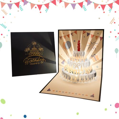 lisutupode 3Dポップアップグリーティングカード | 3Dミュージカルバースデーポップアップカード - はがき 記念品 お祝い デコレーション 男性 妻 子供 夫 娘 姉妹 パーティー