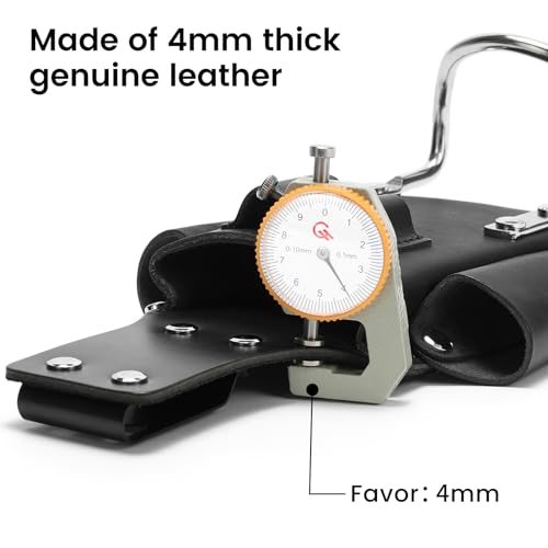 Image of Hammer Holder,Hammer Holder for Belt,Tool Holder Pliers Holster Knife Holster, Hammer Holster Made with Genuine Leather and Heavy-Duty Steel,for Construction Electrician Carpentry Garden Pruning.